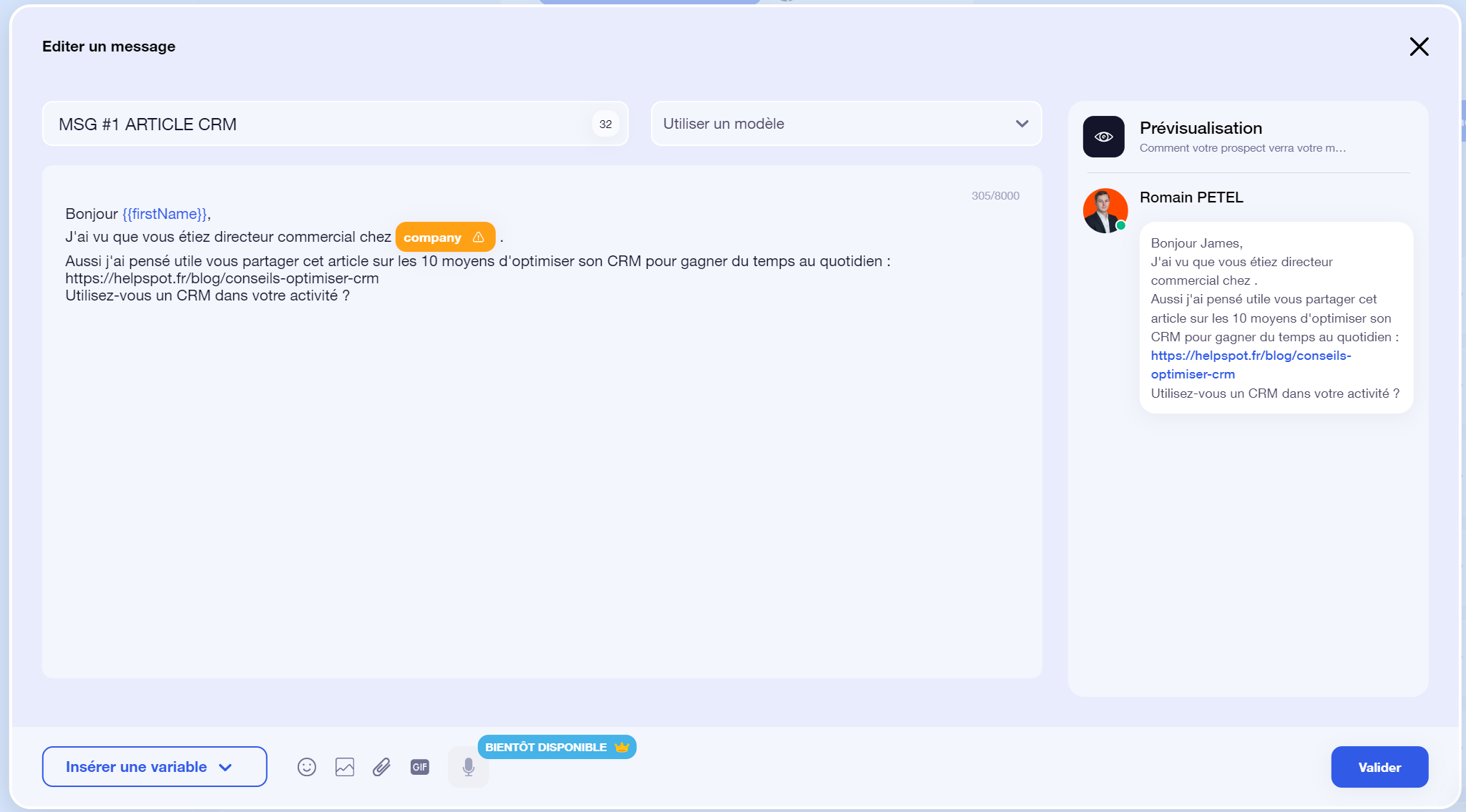 helpspot-prospection-linkedin-exemple-message-contenu